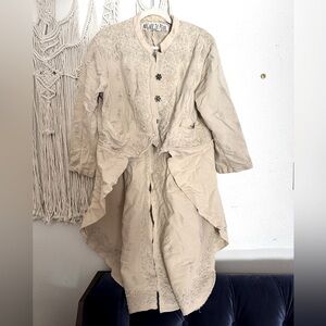 Magnolia Pearl Beige Embroidered Tuxedo Jacket OS Gently Worn